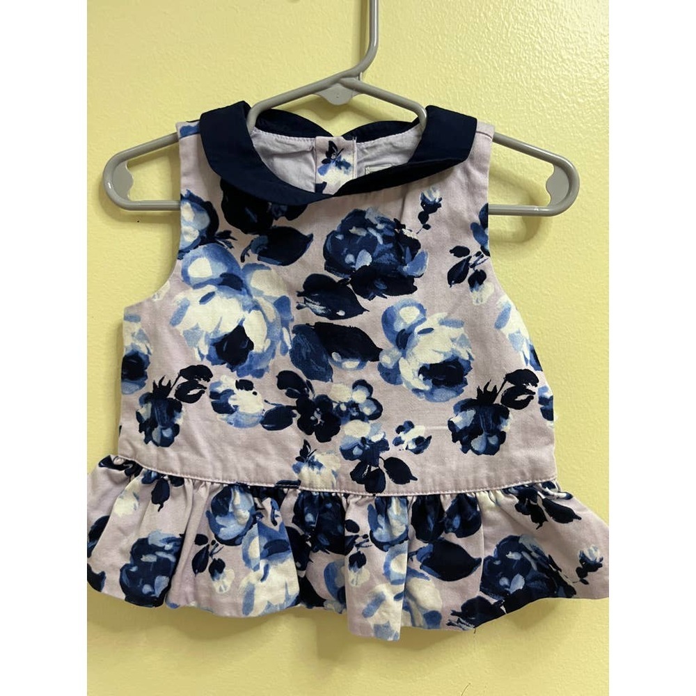 Janie and Jack Blue and Purple Floral Top Size 18-24 Months EUC​​